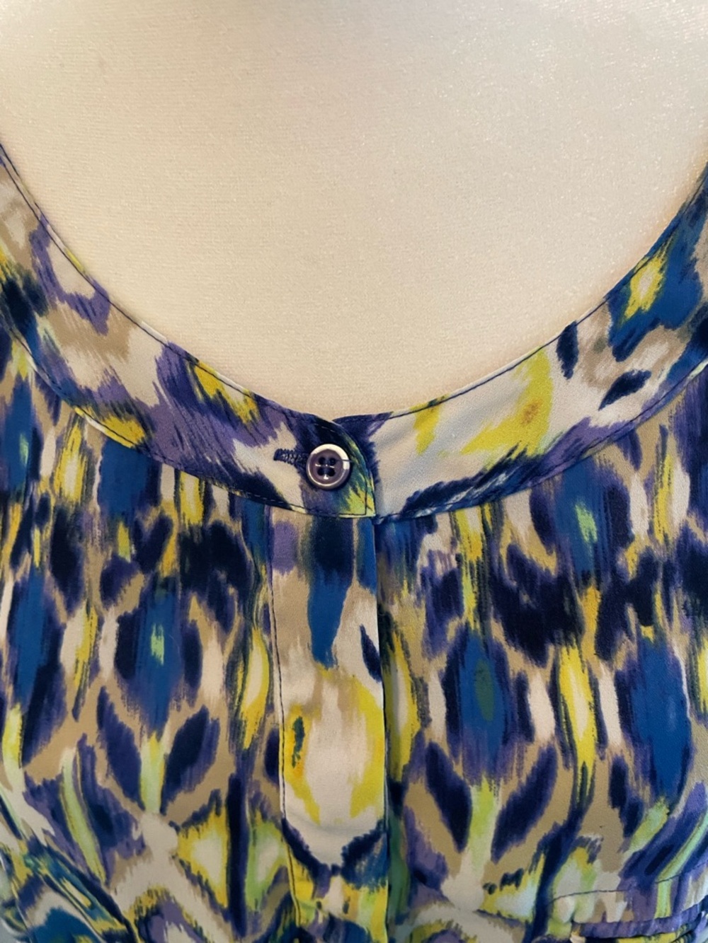 NYDJ Vibrant Ikat-Print Blouse in Blue, Yellow & Green - Picture 5 of 15